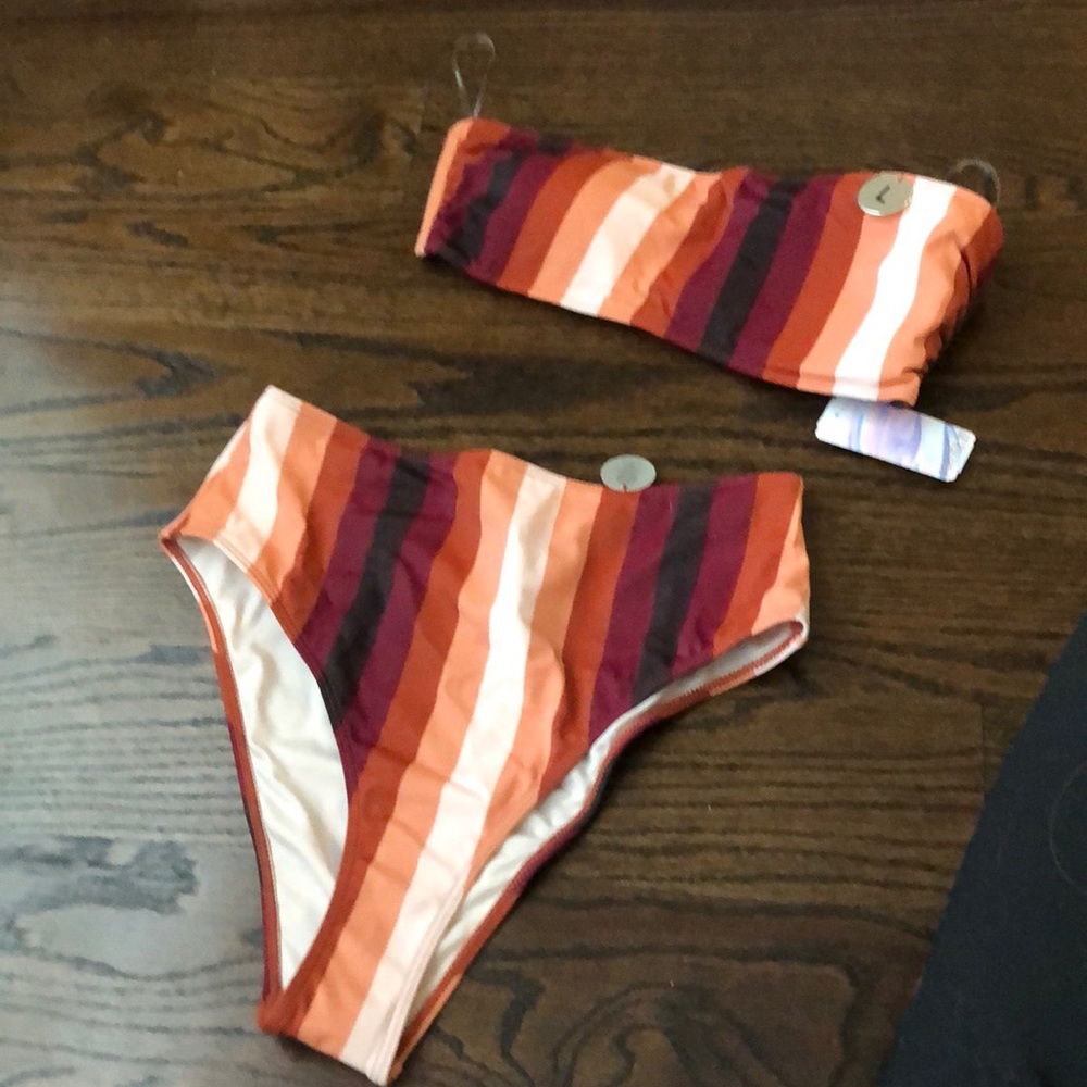 Forever21 bandu bathing suit high waisted bottoms